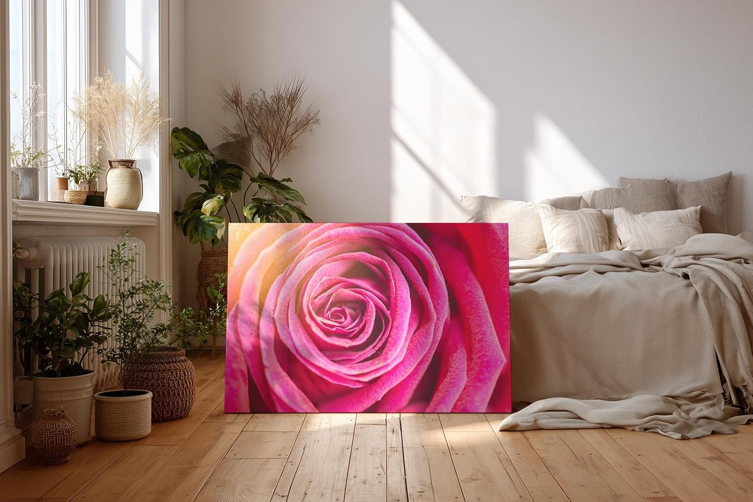 Sinus Art Wandbild 120x80cm Nahaufnahme einer geöffneten Rose mit weichen Übergängen und natürlicher Symmetrie