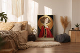 Paul Sinus Wandbild in 40x60cm Daughter of the Hidden Sun Stilisiertes Frauenporträt in Rot und Gold mit ornamentalen Details für luxuriöse Raumgestaltung