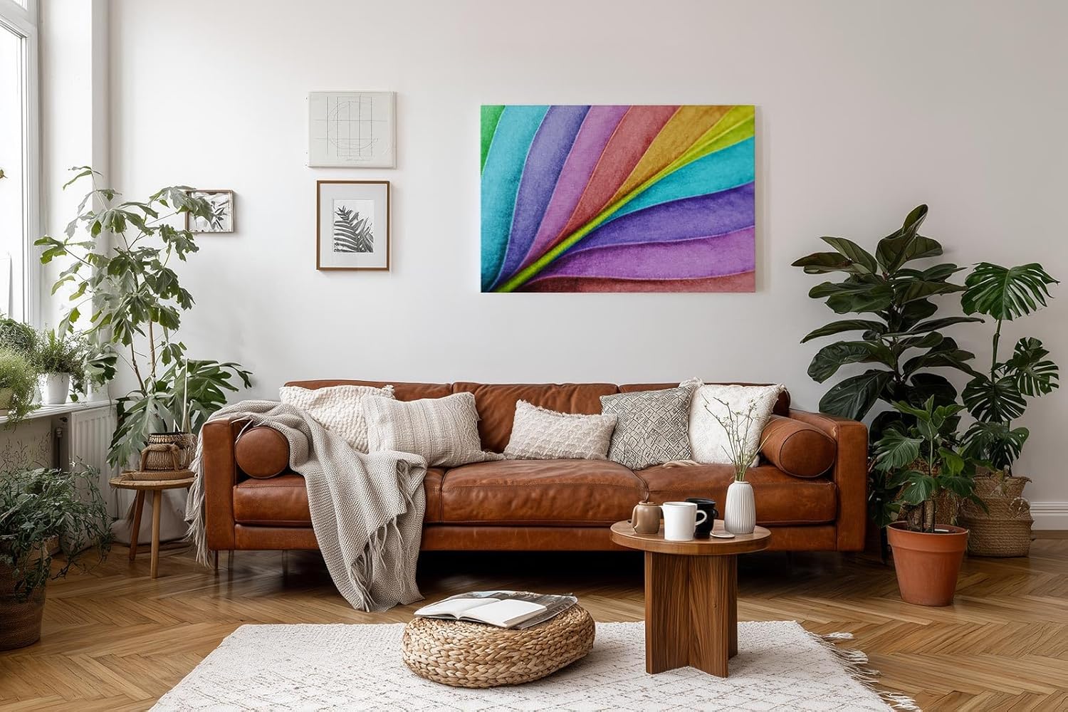 Sinus Art Wandbild 120x80cm Farbverlauf in leuchtenden Fächerformen – modern, verspielt und stilvoll