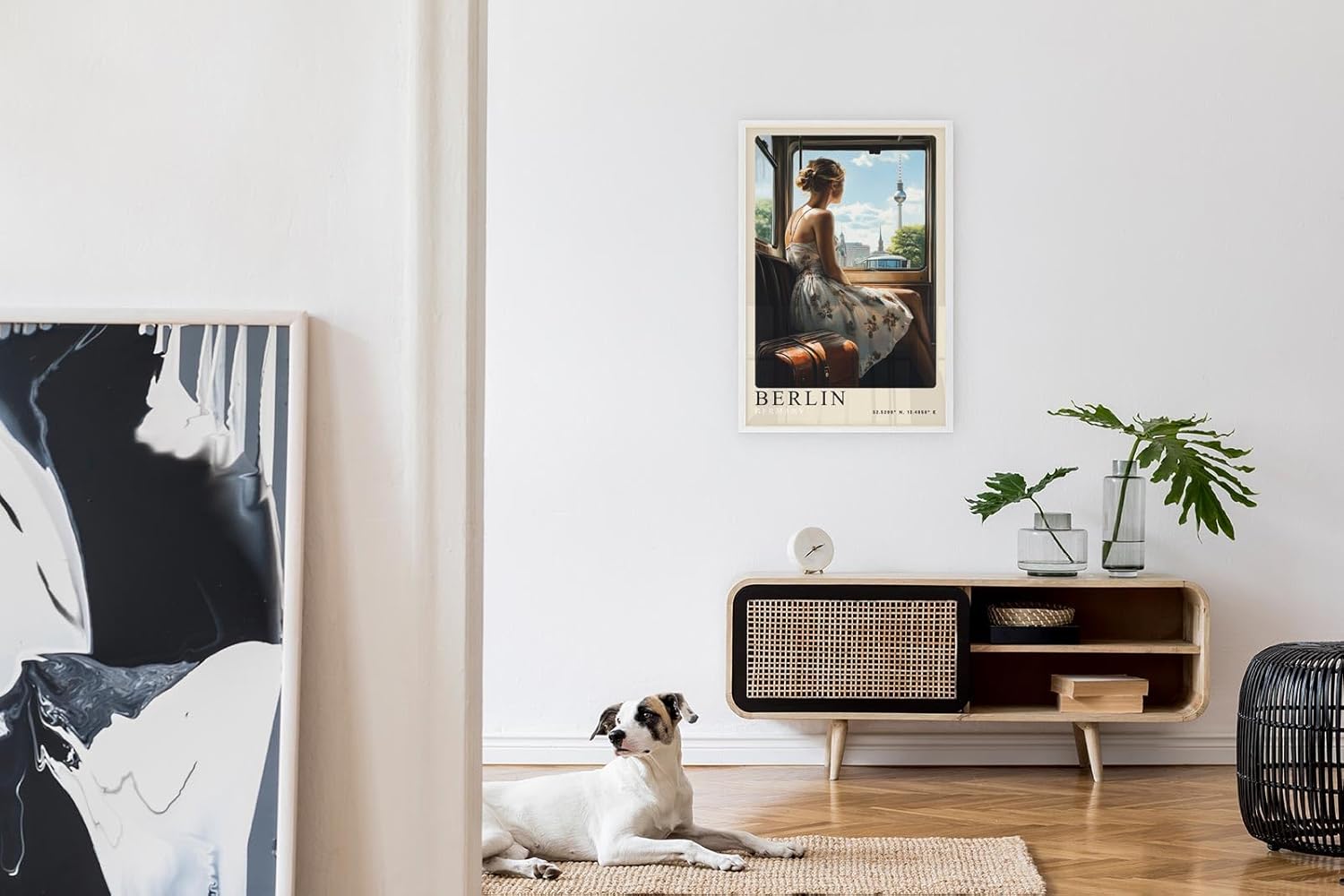 Paul Sinus Leinwandbild 80x120cm Leinwandbild Berlin Deutschland Stadtblick Fernsehturm Zugreise Nostalgie Vintage Romantik Sehnsucht Reisemoment Hauptstadt