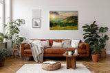 Sinus Art Wandbild 120x80cm Sanfte Hügellandschaft mit kräftigem Sonnenaufgang in natürlicher Weite
