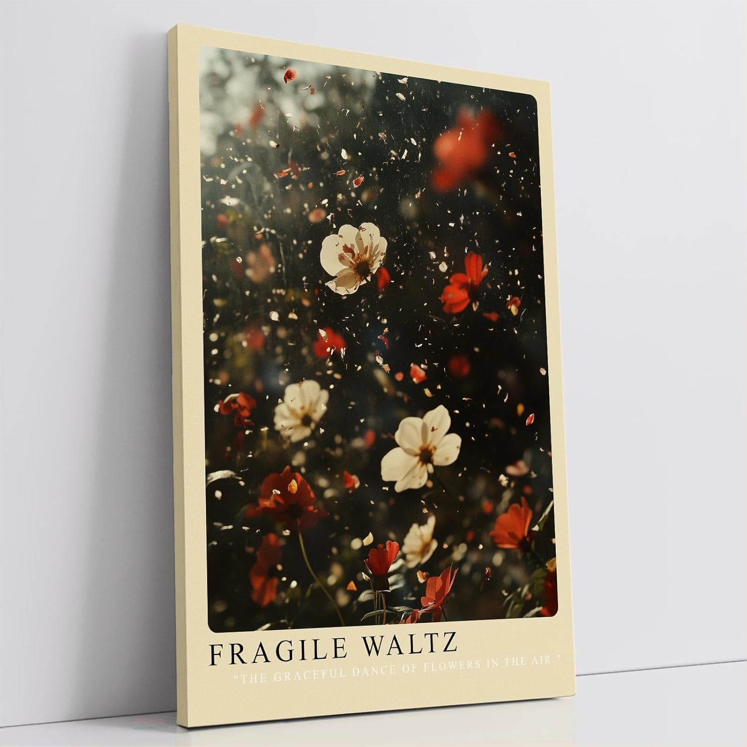 Paul Sinus Leinwandbild 60x90cm Fragile Waltz Leinwandbild tanzende Blütenblätter in der Luft poetische Naturkunst mit magischer Atmosphäre