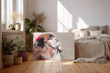 Sinus Art Wandbild 120x80cm Farbenstarkes Porträt einer Frau mit emotionaler Mimik und malerischer Abstraktion