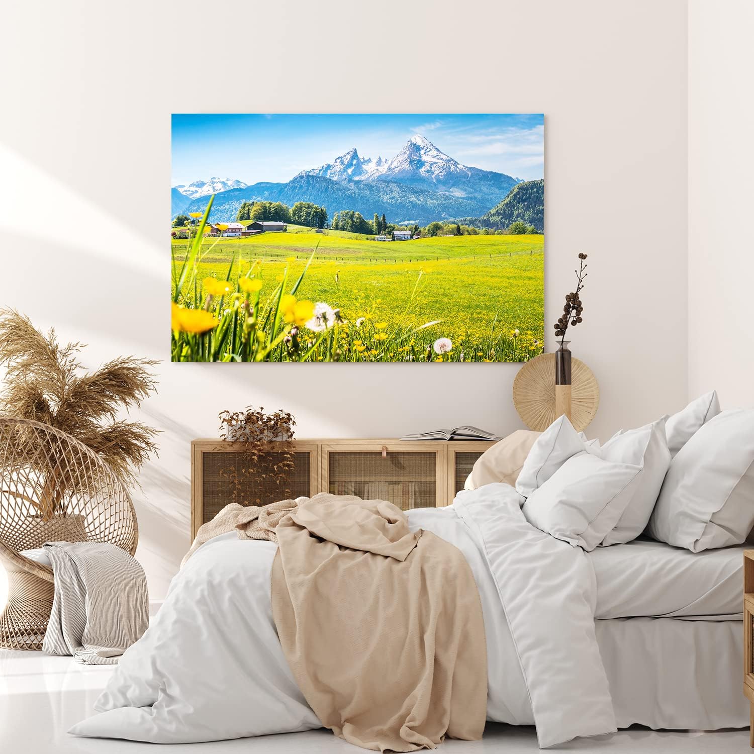 Paul Sinus Wandbild 120x80cm Alpen Österreich Schneegipfel Wiese Blumen Sonnenschein