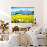 Paul Sinus Wandbild 120x80cm Alpen Österreich Schneegipfel Wiese Blumen Sonnenschein