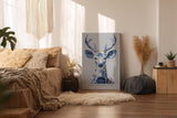 Paul Sinus Wandbild in 40x60cm The Porcelain Stag in edler Blau-Weiß-Optik – kunstvolle Hirschdarstellung mit filigranen Mustern für stilvolle Wohnräume