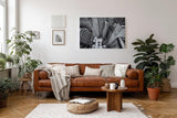 Sinus Art Wandbild 120x80cm Atemberaubende Ansicht einer Metropole aus der Vogelperspektive in Schwarzweiß mit gelben Taxis