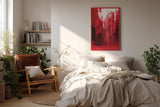Paul Sinus Wandbild in 40x60cm The Red Veil – Abstraktes Kunstwerk mit dynamischen Linien in kräftigen Rottönen