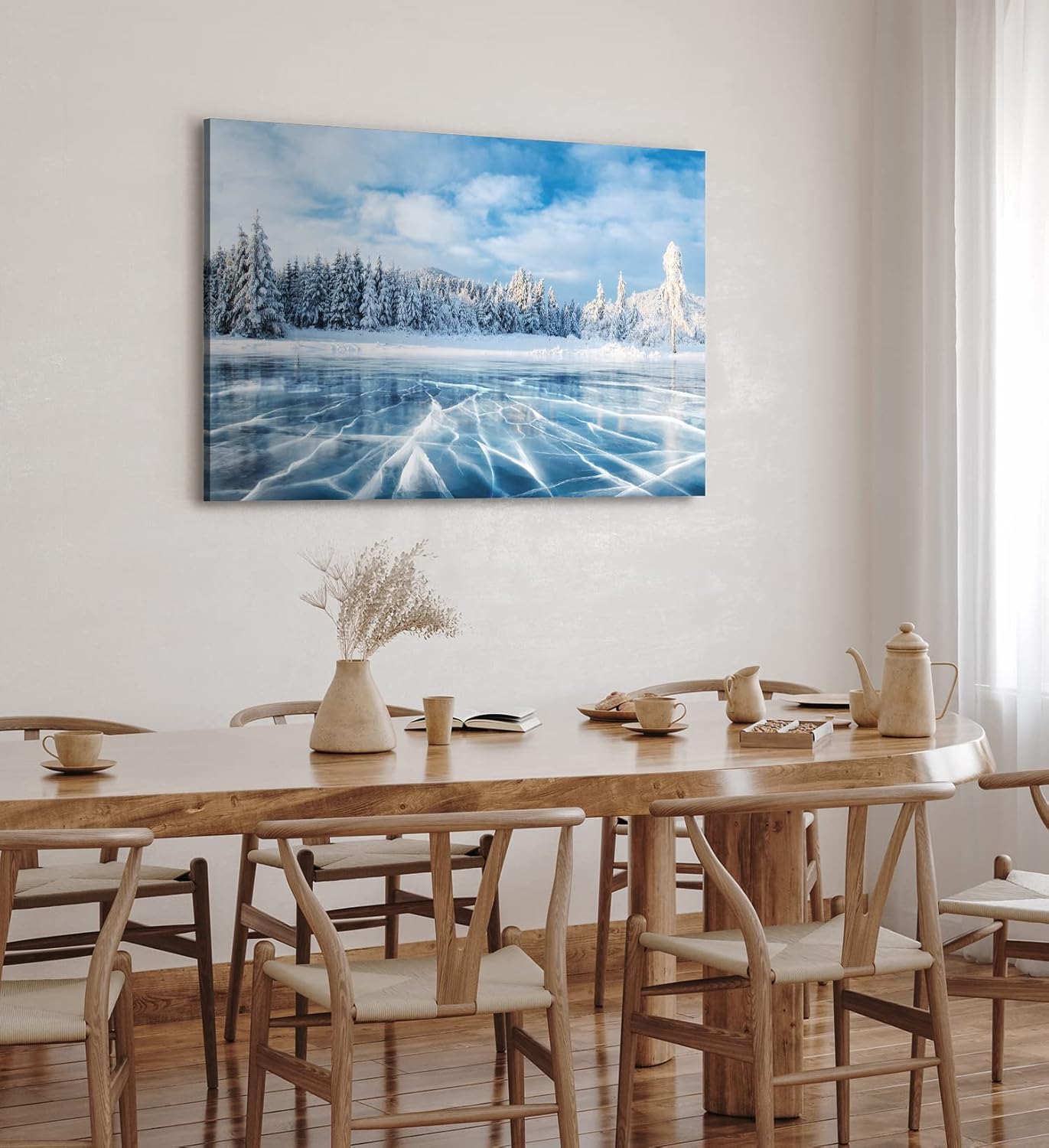 Paul Sinus Wandbild 120x80cm Winter Schnee gefrorener See Tannenwald Eis