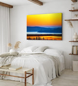 Paul Sinus Wandbild 120x80cm Landschaftsbild See roter Himmel Abendröte Vögel Natur