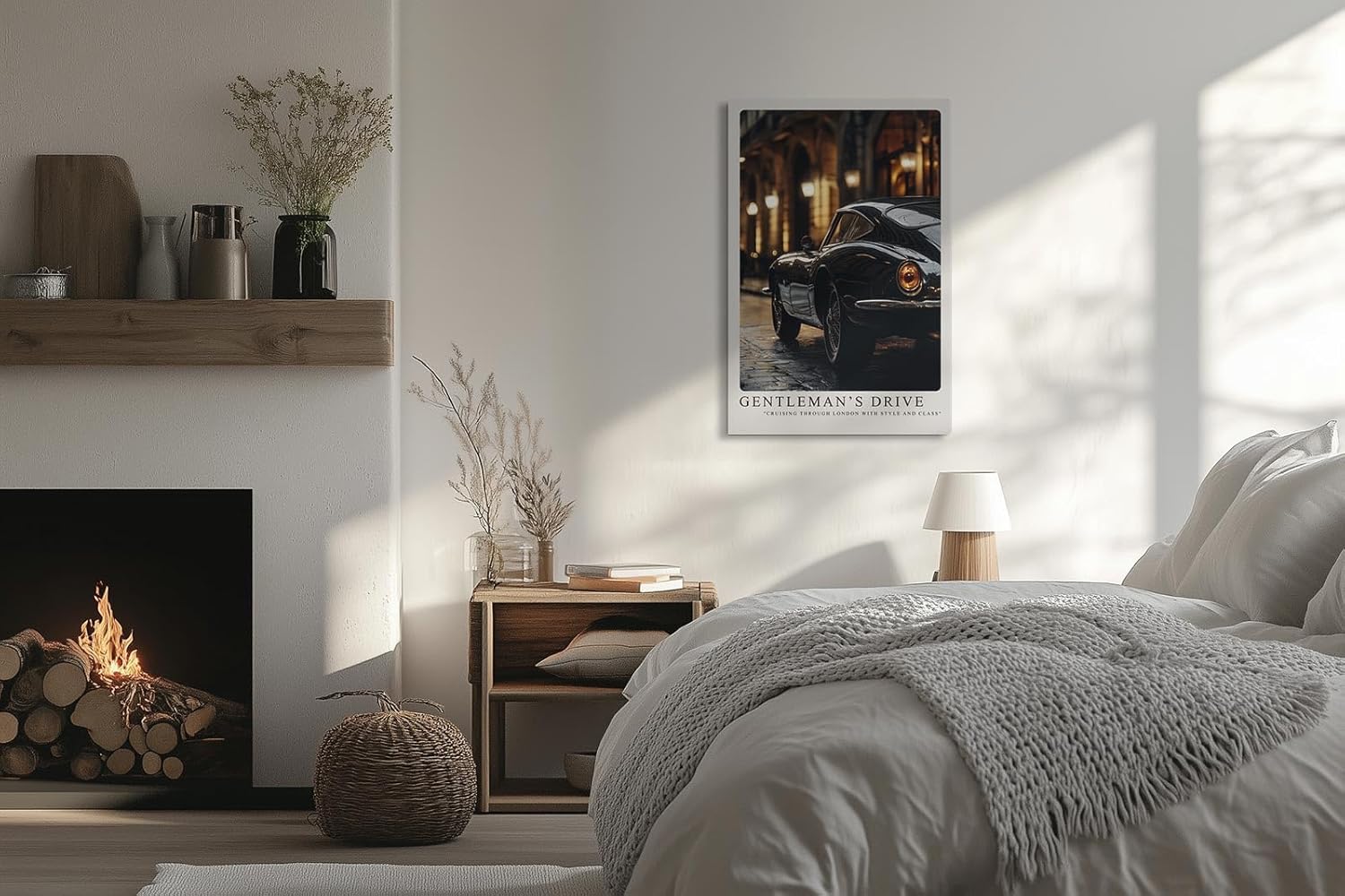 Paul Sinus Leinwandbild 60x90cm Gentleman’s Drive Klassischer Sportwagen Londoner Nacht Eleganz und Stil Zeitlose Automobilkunst Hochwertige Wandkunst
