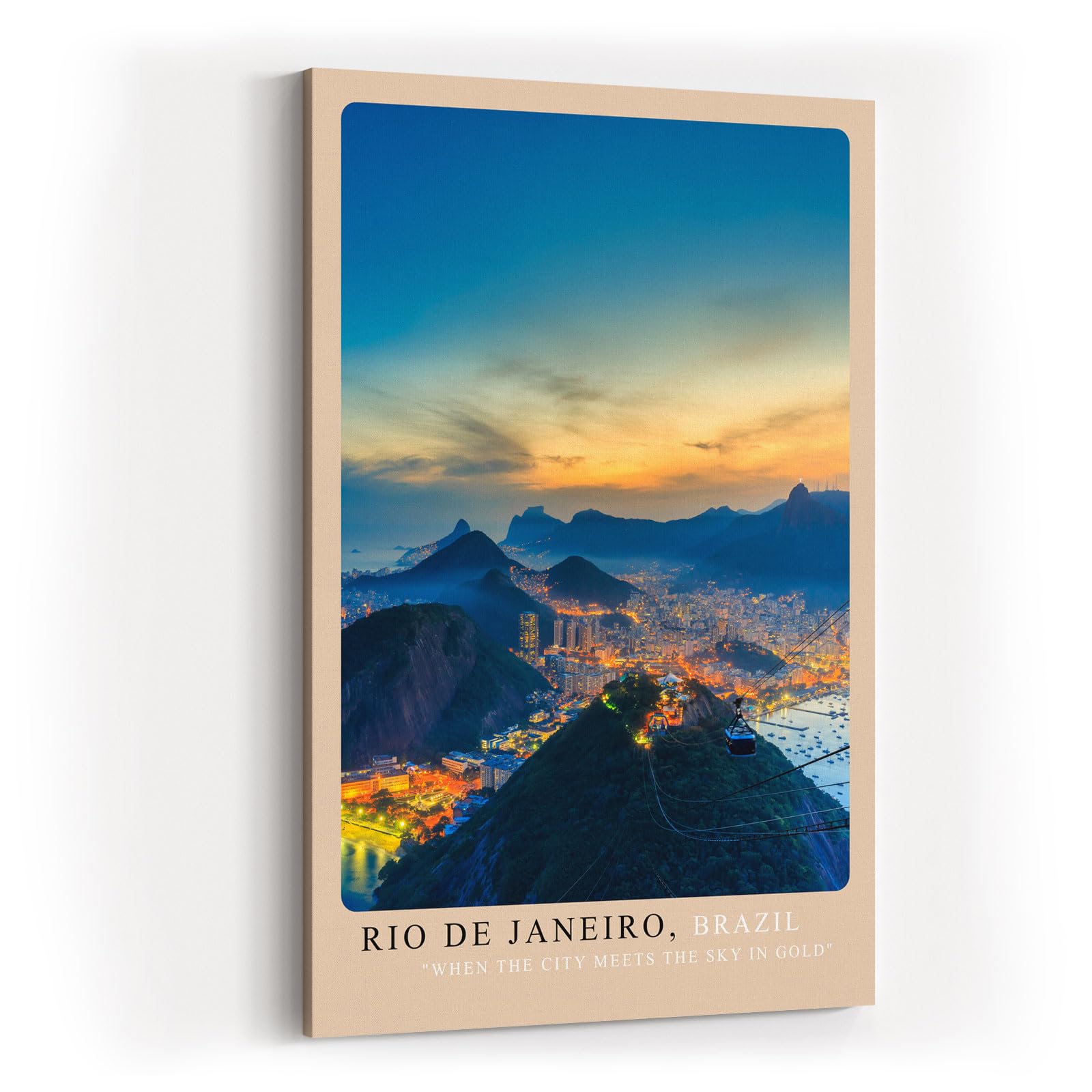 Paul Sinus Kunstdruck 40x60cm Rio de Janeiro mit Blick auf Stadt, Berge und Meer bei Sonnenuntergang