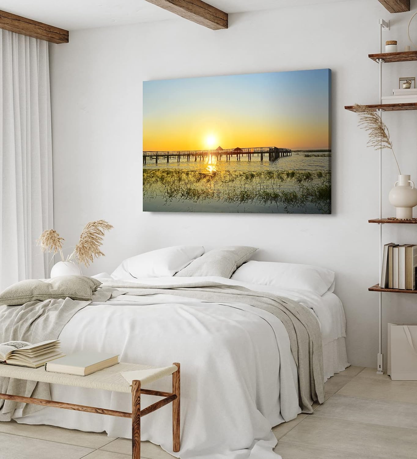 Paul Sinus Wandbild 120x80cm Urlaubsparadies Malediven Sonnenuntergang Meer Holzstege