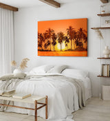Wandbild 120x80cm Südseeparadies Palmen Sonne Sommer Rot