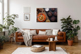 Sinus Art Wandbild 120x80cm Leckeres Stillleben aus Kaffee, Schoko-Muffins und Gewürzen auf rustikalem Holzuntergrund