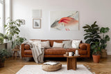 Sinus Art Wandbild 120x80cm Zwei Koi-Fische in traditioneller japanischer Darstellungsweise als Symbol für Harmonie und Ruhe