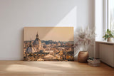 Sinus Art Wandbild 120x80cm Stimmungsvolles Stadtpanorama mit römischer Kuppelarchitektur im warmen Abendlicht