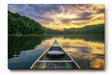 Sinus Art Wandbild 120x80cm Faszinierender Blick vom Boot über den See mit goldener Himmelsreflexion