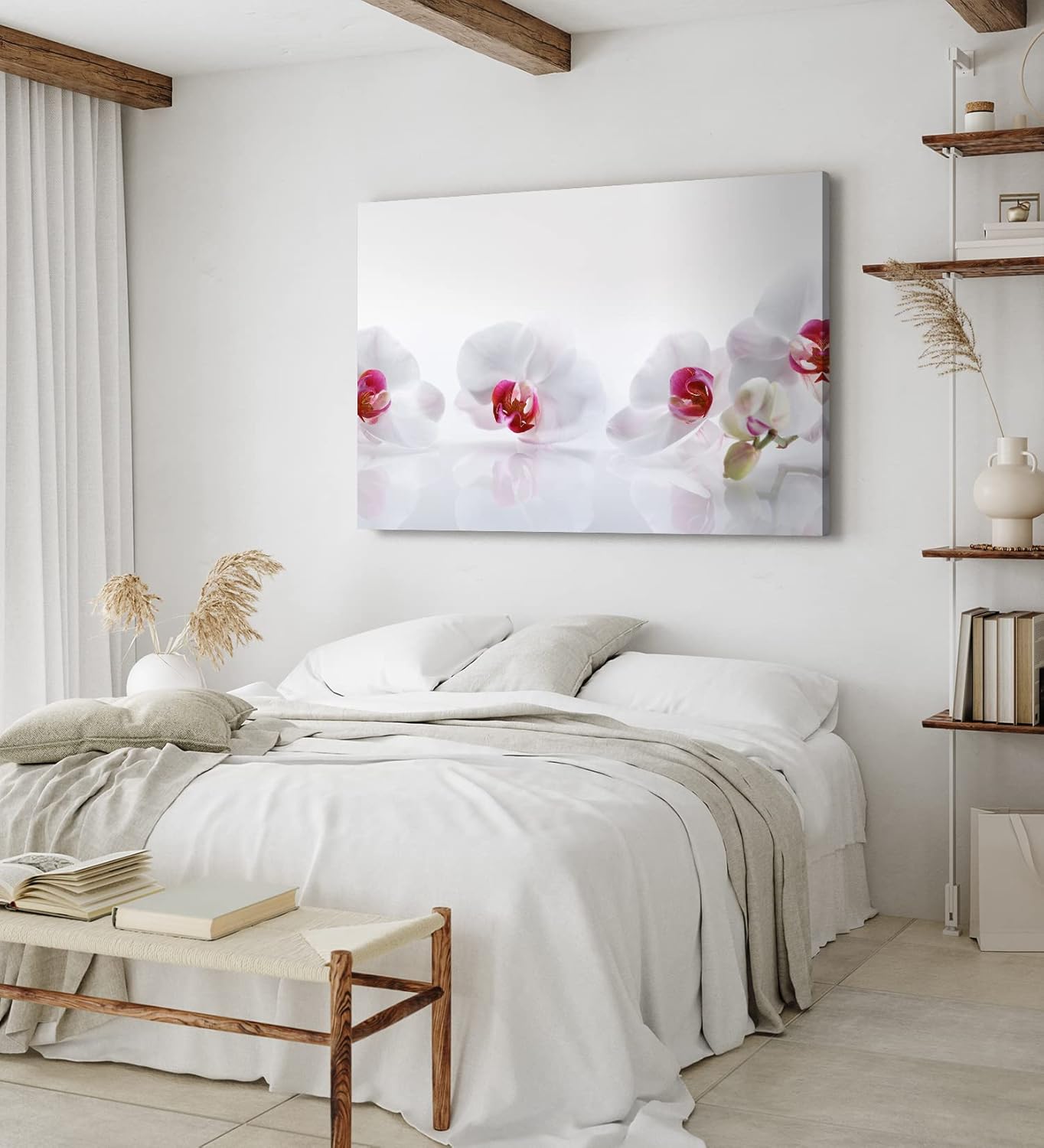 Paul Sinus Wandbild 120x80cm Orchideen Blumen weiße Blüten Hell Fotokunst