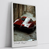 Paul Sinus Leinwandbild 60x90cm Velocità Rossa Leinwandbild futuristischer Sportwagen in einer historischen Gasse Dynamik trifft auf zeitlose Eleganz