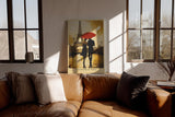 Paul Sinus Wandbild in 40x60cm Together in Paris – romantische Szene eines Paares mit rotem Schirm vor dem Eiffelturm für elegante Raumgestaltung