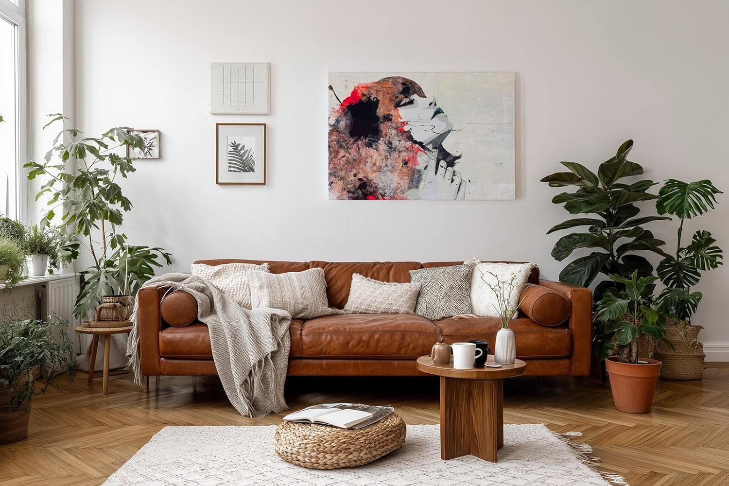 Sinus Art Wandbild 120x80cm Farbenstarkes Porträt einer Frau mit emotionaler Mimik und malerischer Abstraktion