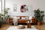 Sinus Art Wandbild 120x80cm Farbenstarkes Porträt einer Frau mit emotionaler Mimik und malerischer Abstraktion