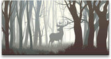 Rehbock in einem Wald ca. 130x70cm Wandbild inklusive Schattenfugenrahmen schwarz - Panorama Leinwand Bild XXL Format Wandbilder Wohnzimmer Wohnung Deko Kunstdrucke