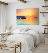Paul Sinus Wandbild 120x80cm Thailand Meer Sonnenuntergang Berge Felsen roter Himmel