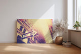 Sinus Art Wandbild 120x80cm Dynamische Komposition aus Architektur und Beschilderung in Retro-Look