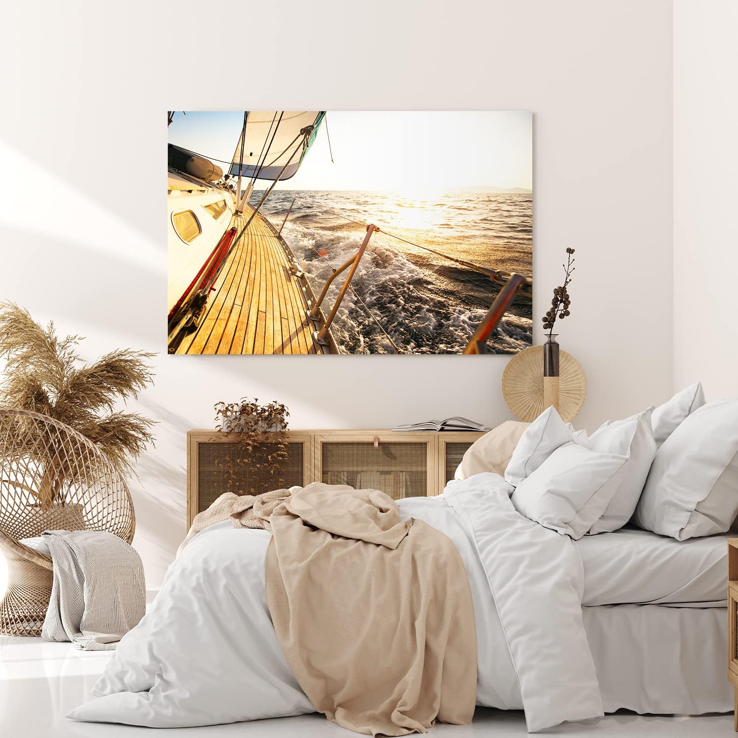 Paul Sinus Wandbild 120x80cm Segelboot Segelschiff Meer Ozean Horizont Sonnenschein