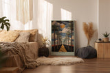 Paul Sinus Wandbild in 40x60cm Road to Paradise mit goldener Straße, Palmenallee und dramatischem Himmel für eindrucksvolle Raumgestaltung