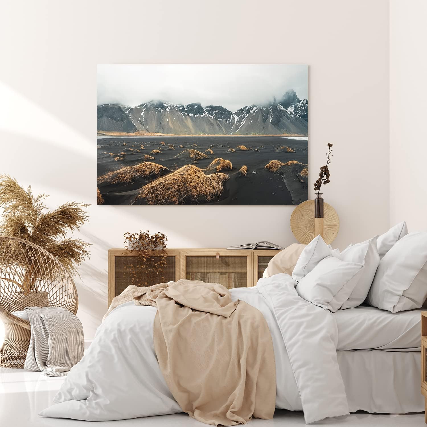 Paul Sinus Wandbild 120x80cm Klifatindur Island Berg schwarzer Strand isländische Landschaft