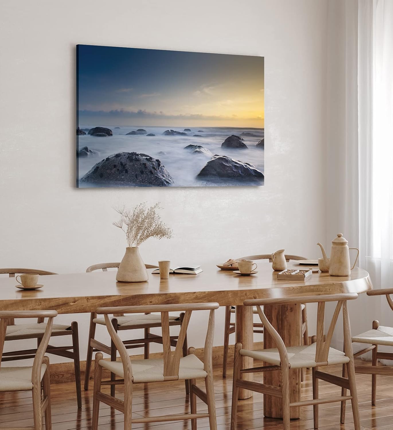 Paul Sinus Wandbild 120x80cm Ozean Meer Sonnenuntergang Felsen Atlantik Horizont