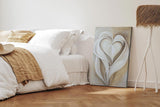 Paul Sinus 60x90cm Wandbild Herzblätter in Beige – Sanfte Formen mit moderner floraler Eleganz Blume