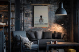 Paul Sinus Wandbild in 40x60cm Waiting for the Horizon – Frau in weißem Kleid am Strand mit Blick auf das Meer bei sanftem Sonnenuntergang