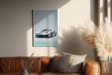Paul Sinus Wandbild in 40x60cm The Valtrix – Futuristisches Supersportwagen-Design in Silber mit eleganten Linien vor hellem Hintergrund