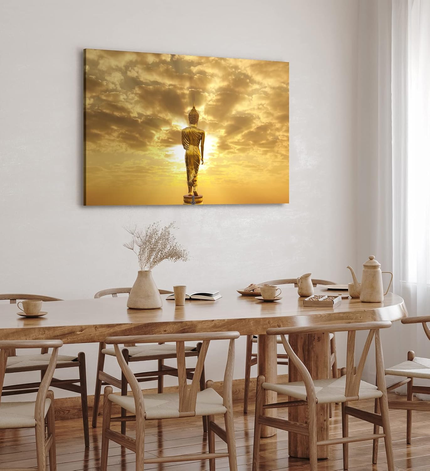 Paul Sinus Wandbild 120x80cm Buddha an Sonnenlicht Sonne Himmel Harmonie Buddhismus