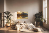 Sinus Art Wandbild 120x80cm Bergmassiv spiegelt sich im ruhigen See – warm, still und kraftvoll zugleich