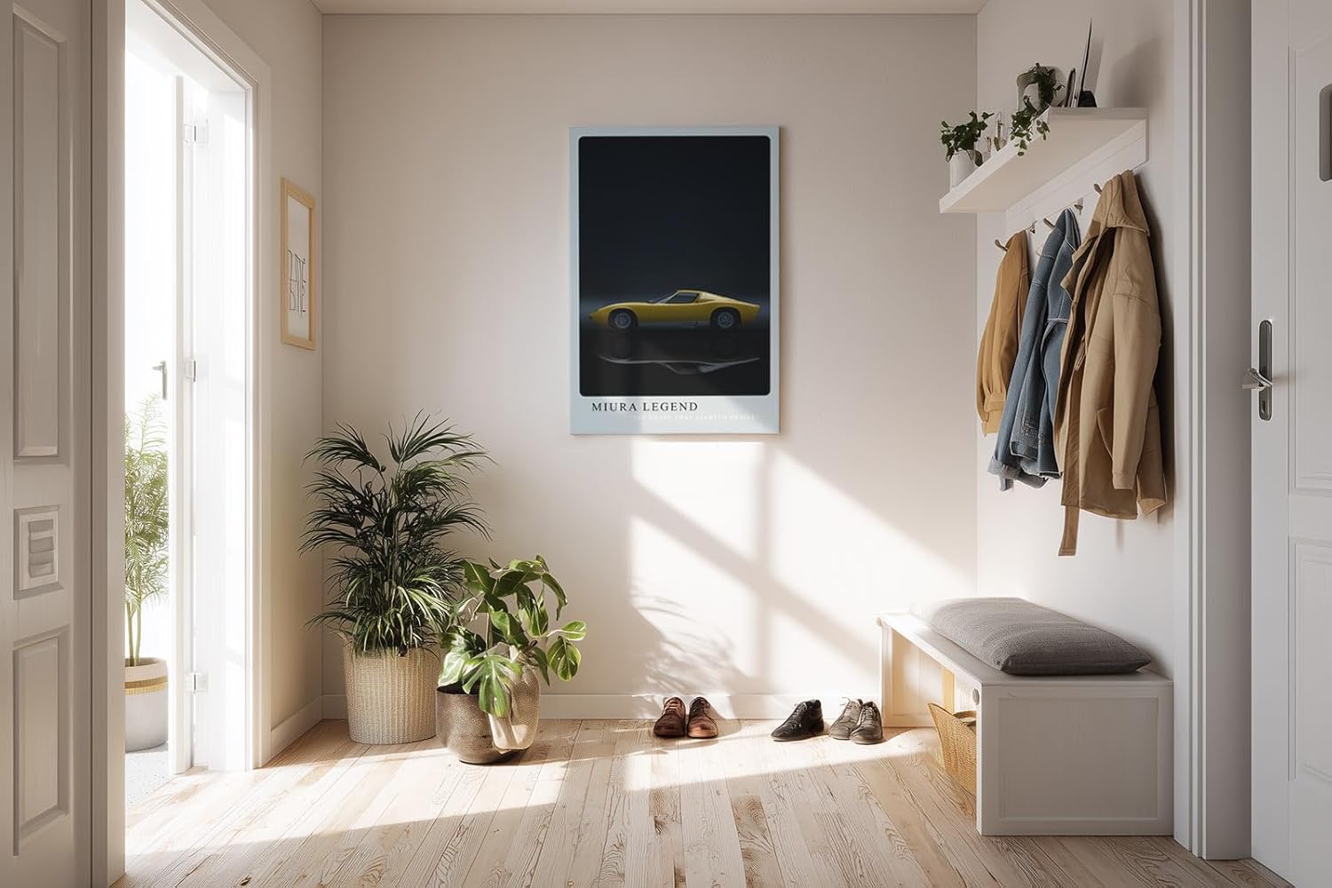 Paul Sinus Kunstdruck 40x60cm Lamborghini Miura Auto Legende Sportwagen Gelb Schwarz Retro