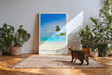 Paul Sinus Kunstdruck 40x60cm Tropical Escape mit Palmenstrand und türkisblauem Meer in der Karibik