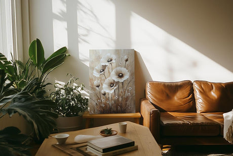 Paul Sinus 60x90cm Wandbild Blütenfeld in Beige – Kraftvolle Naturkomposition mit stilvoller Blume