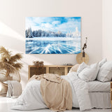 Paul Sinus Wandbild 120x80cm Winter Schnee gefrorener See Tannenwald Eis