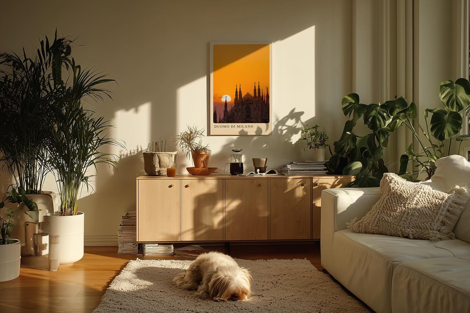 Paul Sinus Kunstdruck 40x60cm Duomo di Milano – Der Mailänder Dom im Sonnenuntergang als Silhouette vor goldenem Himmel