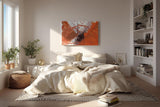Sinus Art Wandbild 120x80cm Farbexplosion in Orange und Schwarz mit tropfenartigen Elementen und Bewegung