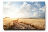 Sinus Art Wandbild 120x80cm Der staubige Weg durch das goldene Feld vermittelt Freiheit, Ruhe und Sommererinnerung