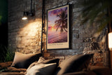 Paul Sinus Kunstdruck 40x60cm Philippinen mit Palme am Meer – tropischer Sonnenuntergang auf einsamem Strand