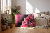 Sinus Art Wandbild 120x80cm Die glänzenden Tautropfen auf den roten Blütenblättern verleihen dem Bild eine frische Note