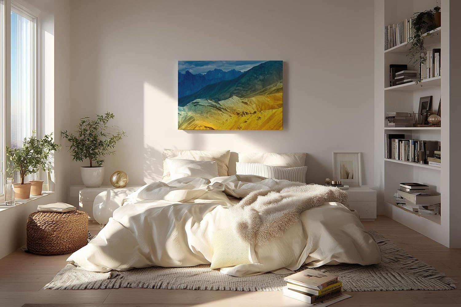 Sinus Art Wandbild 120x80cm Beeindruckende Landschaftskomposition mit leuchtenden Farbzonen und Tiefenstaffelung