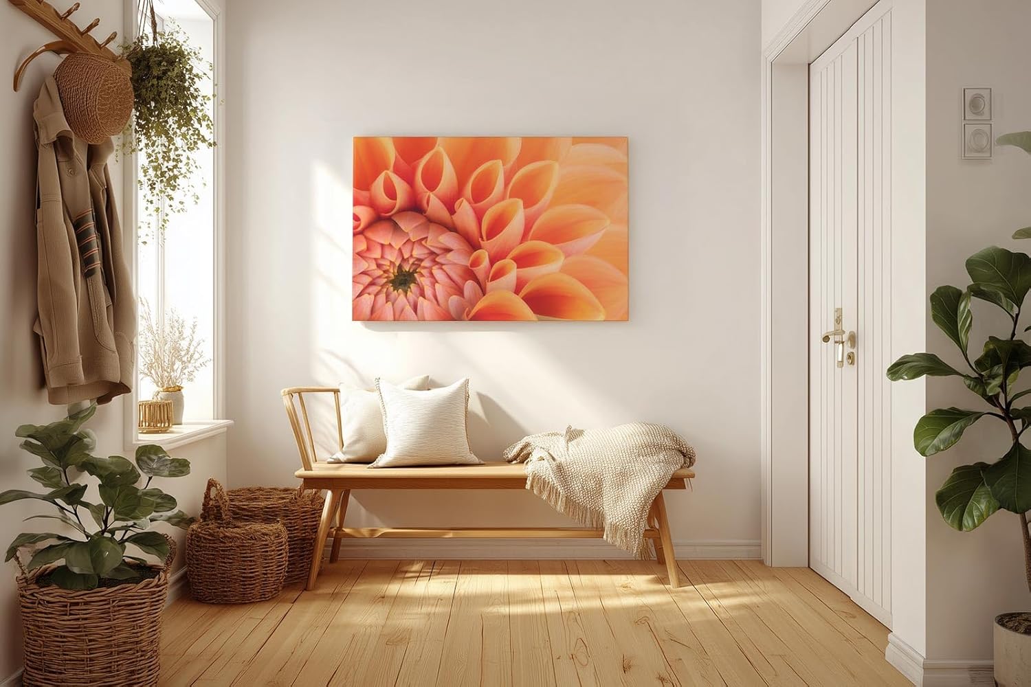 Sinus Art Wandbild 120x80cm Elegante Blütenkomposition in Apricot mit weichen Übergängen und lebendiger Struktur
